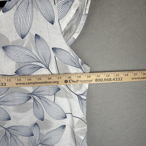 Prontomoda Made in Italy 100% Linen Blue Floral Dress Cottage Beachy Boho Sz L - Picture 4 of 7